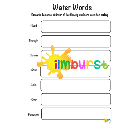 Water Words Worksheet